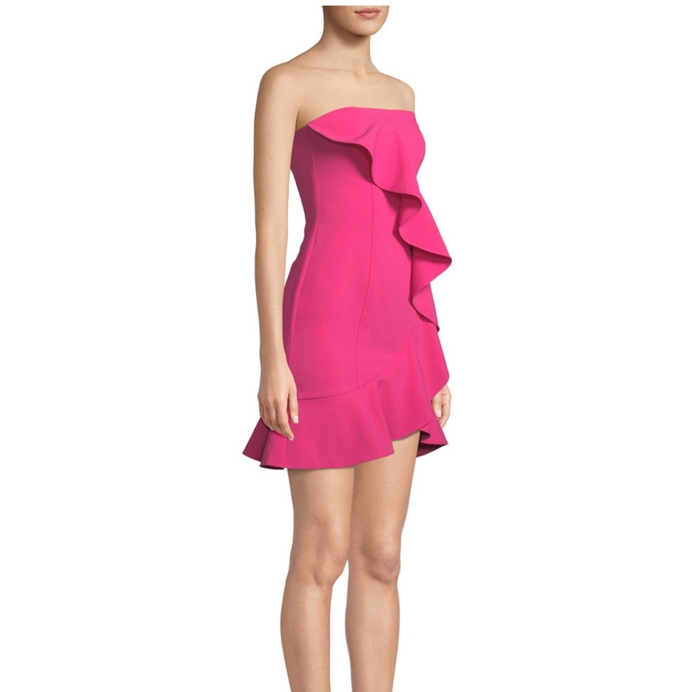 LIKELY Women's Monetta Strapless Ruffle Dress, Fuchsia Size: 2